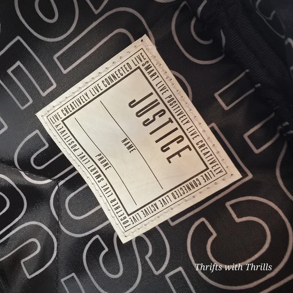 New Justice Yin-Yang Black/Holographic Silver Backpack With Keychain